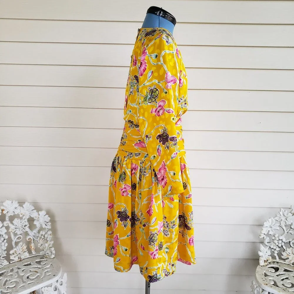 Vintage 80s/90s Luciano Choi 100% Silk Dress with matching scarf - Picture 8 of 15